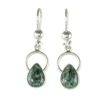 Jade dangle earrings, 'Maya Ascension' - Hand Crafted Jade earrings
