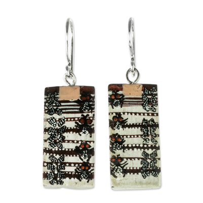 Wood dangle earrings, 'San Pedro Nécta' - Hand Crafted Wood Earrings from Guatemala