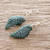 Jade dangle earrings, 'Maya Leaf' - Carved Jade Leaf Earrings