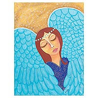 'When I Wake Up' - Pintura original de ángel sobre lienzo