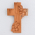 Wood wall cross, 'Growing Faith' - Hand-carved Wooden Cross With Flowers From Guatemala (image 2) thumbail