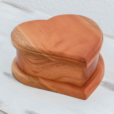 Wooden jewelry box, 'Burning Love' - Cedar Wood Heart-Shaped Jewelry Box From Guatemala