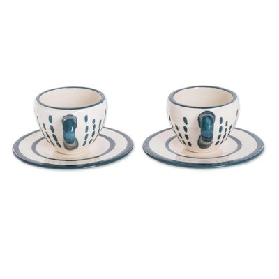 Tazas de espresso de cerámica hechas a mano de El Salvador (par) - Teal  Dash