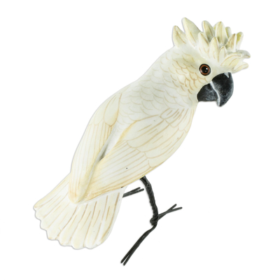Artisan Crafted Ceramic White Cockatoo Sculpture