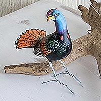 Ceramic figurine, 'Wild Turkey Hen' - Guatemala Handcrafted Ceramic Wild Turkey Hen Bird Figurine