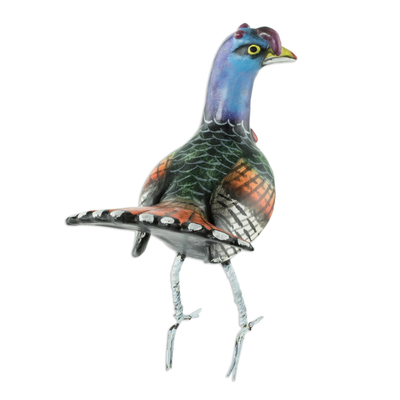 estatuilla de ceramica - Estatuilla de pájaro de gallina de pavo salvaje de cerámica hecha a mano de Guatemala
