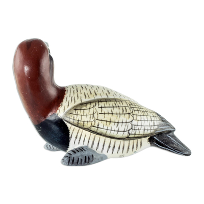 Ceramic figurine, 'Canvasback Duck' - Guatemala Handcrafted Ceramic Canvasback Duck Figurine