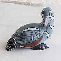 Ceramic figurine, 'Male Harlequin Duck' - Guatemala Handcrafted Ceramic Harlequin Duck Figurine