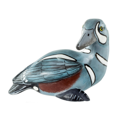 Guatemala Handcrafted Ceramic Harlequin Duck Figurine