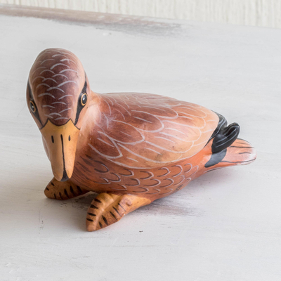 Ceramic sculpture, 'Mexican Northern Mallard' - Ceramic Hand-painted Weatherproof Duck Sculpture From Mexico