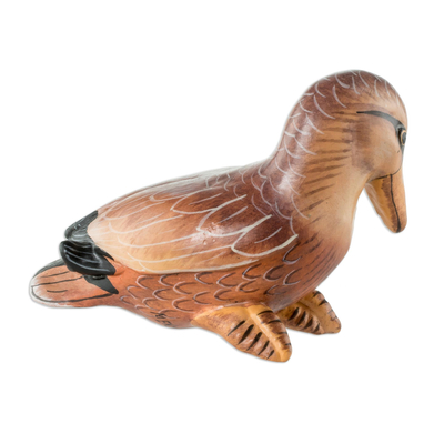 Ceramic sculpture, 'Mexican Northern Mallard' - Ceramic Hand-painted Weatherproof Duck Sculpture From Mexico