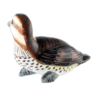 Keramikfigur - Handgefertigte maskierte Entenfigur aus Keramik aus Guatemala