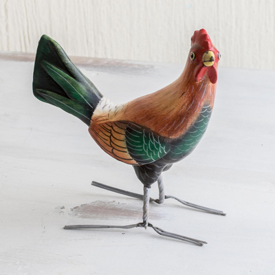 estatuilla de cerámica - Figura de gallo domesticado de cerámica artesanal de Guatemala