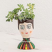 Small ceramic planter, 'Renata' - Mini Hand Painted Planter Pot