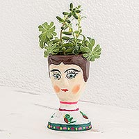 Mini ceramic planter, 'Alma' - Unique Hand Painted Plant Pot
