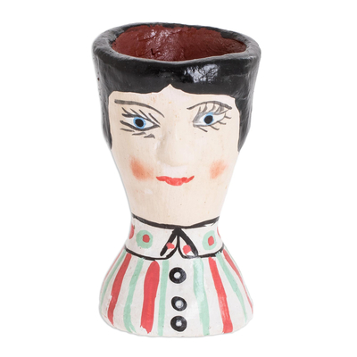 Mini-Keramik-Pflanzgefäß „Bianca“ – handgefertigtes Mini-Keramik-Pflanzgefäß mit Gesicht