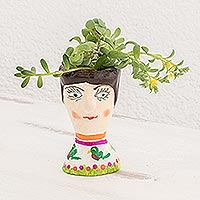 Mini ceramic planter, 'Lucia' - Handmade Mini Succulent Pot