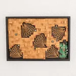 Mixed media wood collage, 'Transhumanism' - Abstract Mixed Media Wood Wall Art Collage from Guatemala