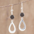 Jade dangle earrings, 'Ancestral Beauty in Black' - Black Jade Sterling Silver Dangle Earrings from Guatemala (image 2) thumbail