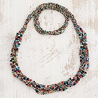 Beaded necklace, 'Explosion of colour' - Hand Crafted Multicolour Beaded Necklace from Guatemala