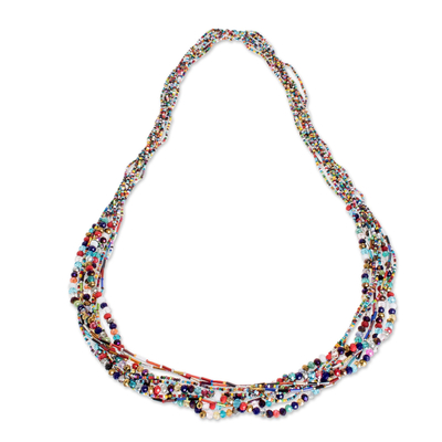 Beaded necklace, 'Explosion of Color' - Hand Crafted Multicolor Beaded Necklace from Guatemala