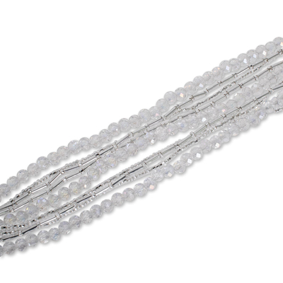 Long beaded torsade necklace, 'Clearly Special' - Clear Beaded Long Necklace