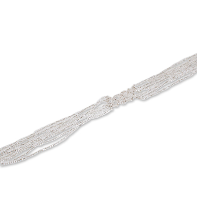 Long beaded torsade necklace, 'Clearly Special' - Clear Beaded Long Necklace