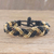 Beaded wristband bracelet, 'Braided Black and Gold' - Black and Gold Beaded Bracelet thumbail