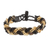 Beaded wristband bracelet, 'Braided Black and Gold' - Black and Gold Beaded Bracelet (image 2a) thumbail