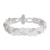 Beaded wristband bracelet, 'Braided White' - Braided White and Clear Bead Bracelet thumbail