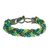 Beaded wristband bracelet, 'Braided Green' - Green Bead Braided Bracelet thumbail