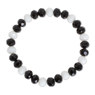 Black and White Handcrafted Beaded Bracelet from Guatemala