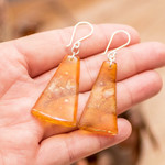 Recycled plastic dangle earrings, 'Gleaming Sunset' - Sterling Silver And Recycled Plastic Earrings From Guatemala