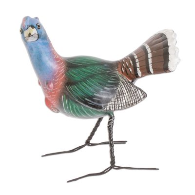 Ceramic Wild Turkey Figurine For Outdoor Use From Guatemala