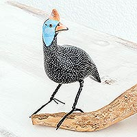 Ceramic figurine, 'Guinea Hen' - Ceramic Guinea Hen Bird For Outdoor Use From Guatemala