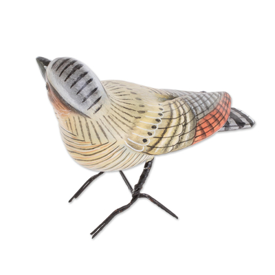 Keramikfigur, 'Whippoorwill' - Guatemala Handgefertigte Whippoorwill-Vogelfigur aus Keramik