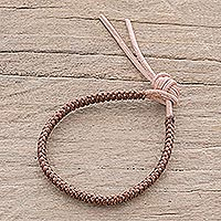 Leather macrame bracelet, 'Survivor' - 2-Tone Brown Leather Macrame Bracelet from Guatemala