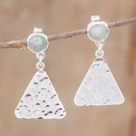 Sterling silver and jade dangle earrings, 'Mountains in Jade' - Silver and Apple Green Jade Dangle Earrings from Guatemala