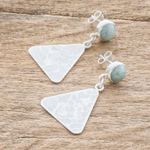 Sterling silver and jade dangle earrings, 'Mountains in Jade' - Silver and Apple Green Jade Dangle Earrings from Guatemala
