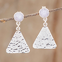 Sterling silver and jade dangle earrings, 'Mountains in Lilac'