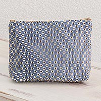 Cotton cosmetic bag, Blue Ditsy