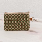 Cotton coin purse, 'Green Ditsy' - Hand Woven Coin Purse
