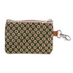 Cotton coin purse, 'Green Ditsy' - Hand Woven Coin Purse