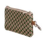 Cotton coin purse, 'Green Ditsy' - Hand Woven Coin Purse