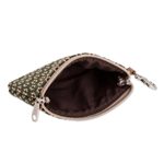 Cotton coin purse, 'Green Ditsy' - Hand Woven Coin Purse