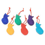 Ceramic ornaments, 'Rainbow Cats' (Set of 6) - Set of 6 Terracotta Hanging Cat Ornaments From Guatemala