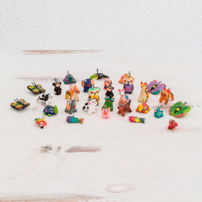 Juego de mini adornos de terracota, (Juego de 30) - Animales de terracotaMini adornos (juego de 30)