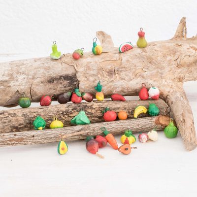 Terracotta mini ornaments, 'Tropical Flavors' (Set of 30) - Mini Tropical Fruit Ornaments (Set of 30) from Guatemala