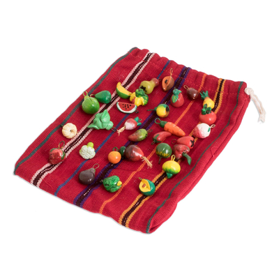 Terracotta mini ornaments, 'Tropical Flavors' (Set of 30) - Mini Tropical Fruit Ornaments (Set of 30) from Guatemala