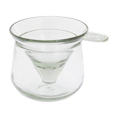 Blown glass martini glass, 'Perfectly Chilled' - Two-Piece Recycled Martini Glass